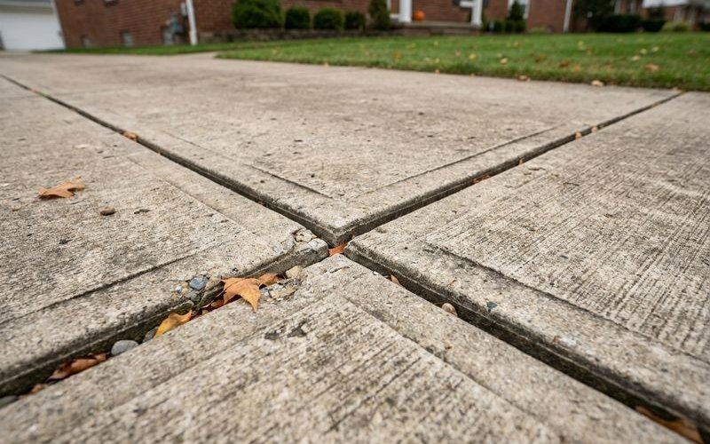 Control joint cracks in driveway that can still be leveled