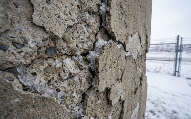 Diagram showing freeze-thaw cycle damage to concrete in Buffalo winters