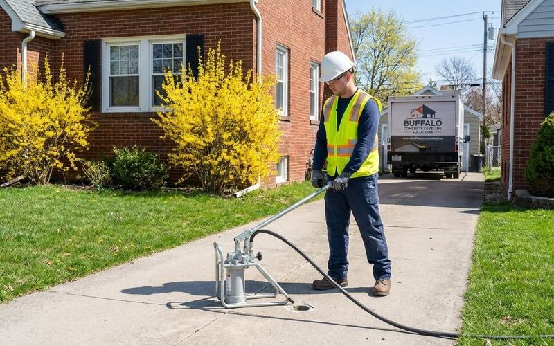 Spring concrete leveling in Buffalo NY ideal weather conditions