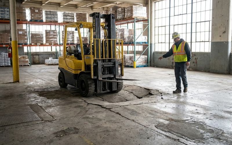Uneven warehouse floor causing forklift and equipment issues